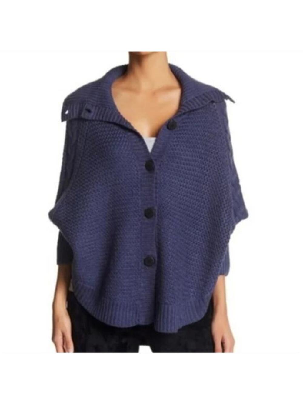 Ugg Cobalt Blue Maribeth Cable Knit Poncho Sweater Women's Size XS Small